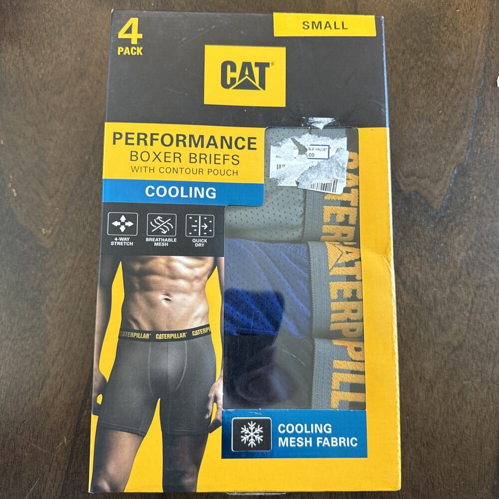 CAT 4-Pack Performance Boxer Briefs With Contour Pouch Cooling Size Small New